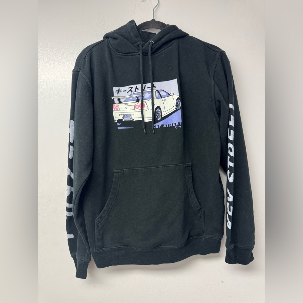 Key Street Hoodie Medium Black Skyline R34 Car Graphic Japanese Streetwear Q